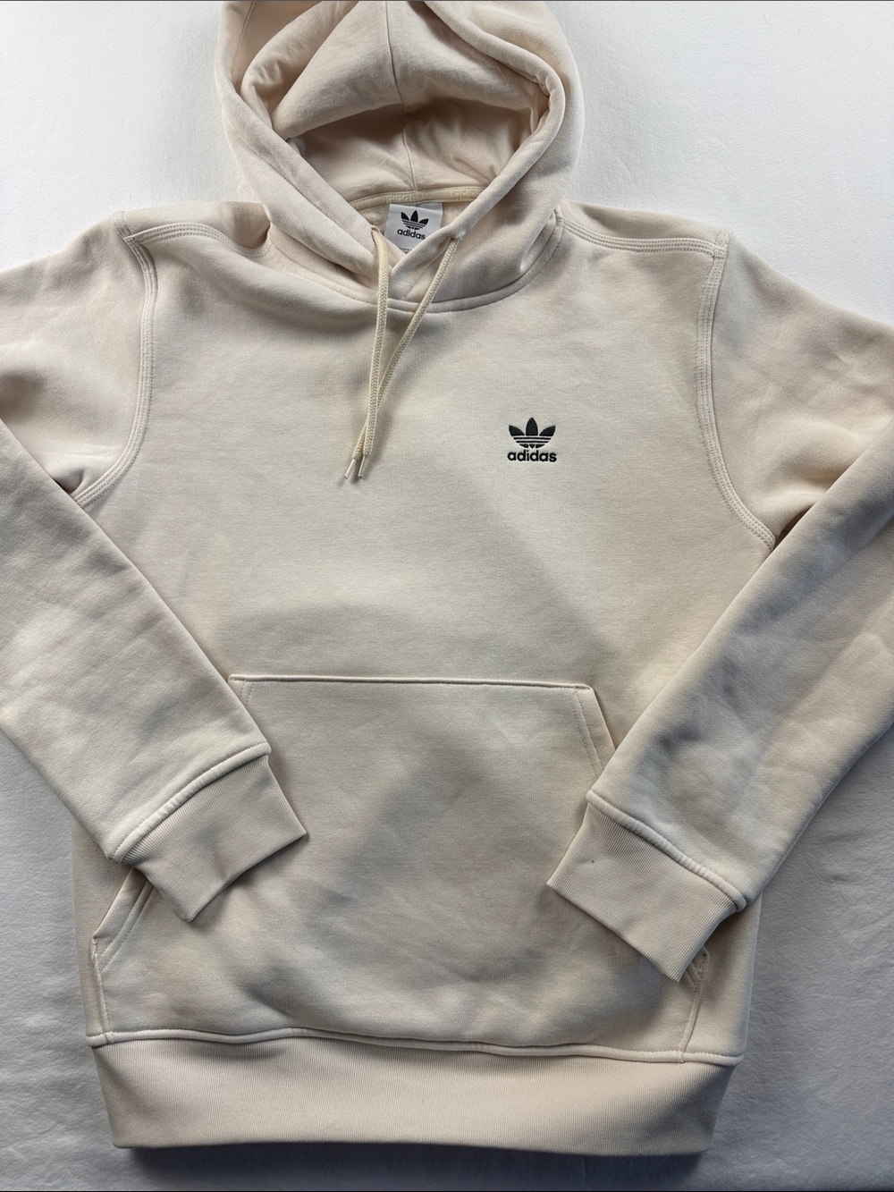 adidas Cream Trefoil Pullover Hoodie sz Medium